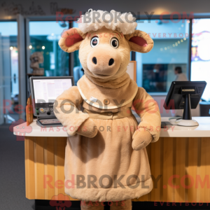 Tan Sheep mascottekostuum...
