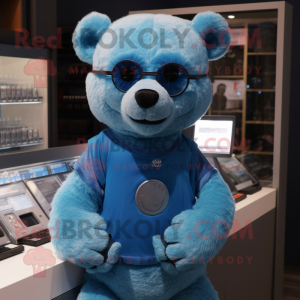 Sky Blue Bear maskot kostym...