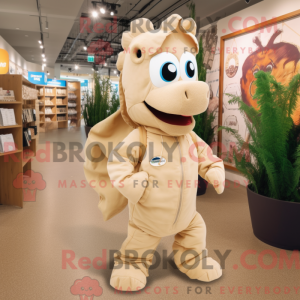Beige Seahorse maskot drakt...