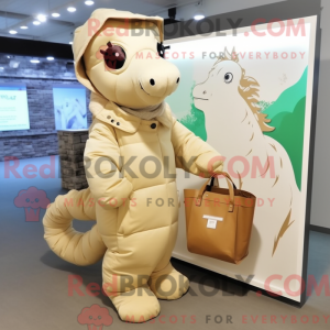 Beige Seahorse maskot drakt...