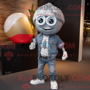 Silver Rugby Ball mascot...