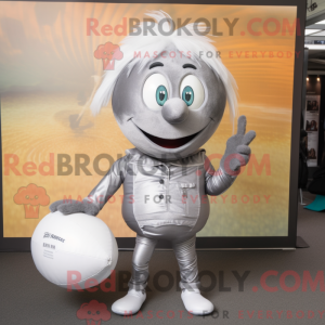 Silver Rugby Ball mascot...