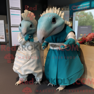 Teal Armadillo Maskottchen...