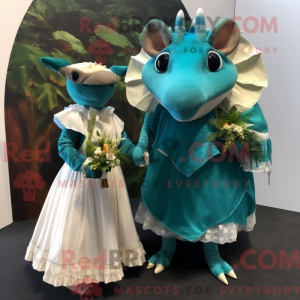 Teal Armadillo Maskottchen...