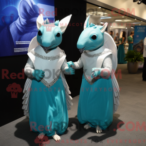 Teal Armadillo Maskottchen...