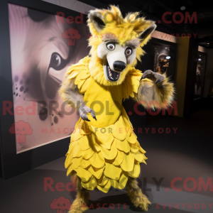 Yellow Hyena mascot costume...