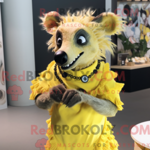 Yellow Hyena mascot costume...