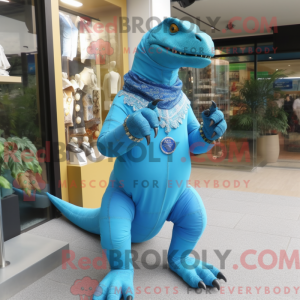 Himmelblå Iguanodon maskot...