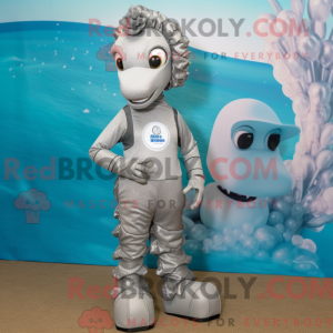Sølv sjøhest maskot kostyme...