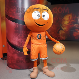 Rust Basketball Ball mascot costume character dressed with a Leggings and Necklaces