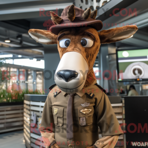 Brun Okapi-maskotdraktfigur...