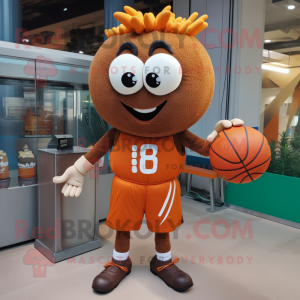 Rust Basketball Ball mascot costume character dressed with a Leggings and Necklaces