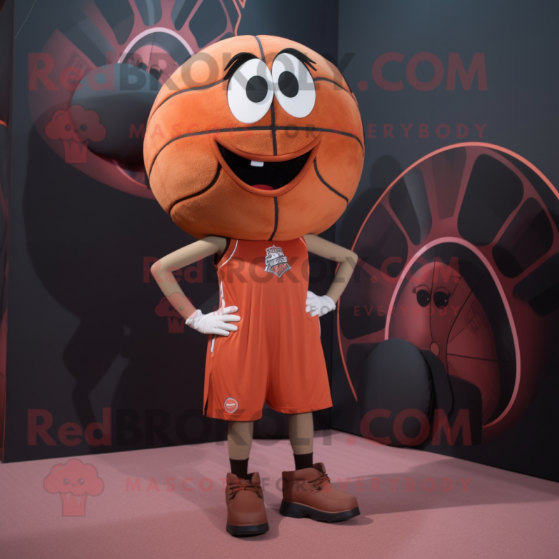 Rust Basketball Ball mascot costume character dressed with a Leggings and Necklaces Rust Basketball Ball mascot costume character dressed with a Leggings and Necklaces