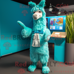 Cyaan Lama mascottekostuum...