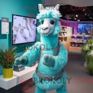 Cyan Llama-maskotdraktfigur...