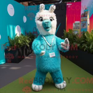 Cyan Lama maskot kostume...