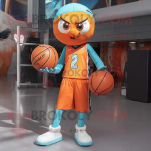 Rust Basketball Ball mascot costume character dressed with a Leggings and Necklaces