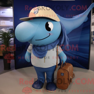 Tan Blue Whale maskot...
