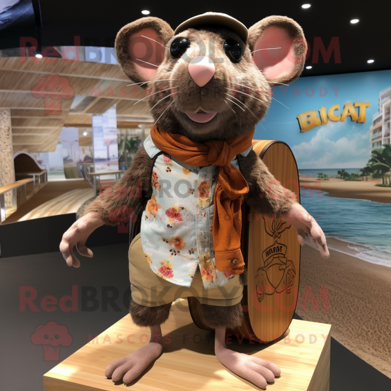 Brown Rat mascot costume character dressed with a Board Shorts and Pocket squares Brown Rat mascot costume character dressed with a Board Shorts and Pocket squares