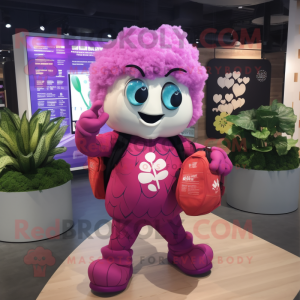 Magenta Cauliflower mascot costume character dressed with a Leggings and Wallets