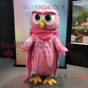 Pink Owl maskot kostume...