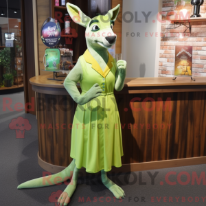 Limegrøn kænguru maskot...