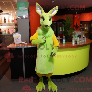 Limegrøn kænguru maskot...