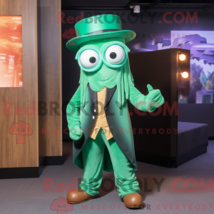 Green Squid mascot costume...