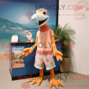 Fantasia de mascote Dimorphodon pêssego com bermuda e cachecóis - Mascotes Dimorphodon - REBROKO_356448 - RedBrokoly.com