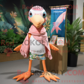 Fantasia de mascote de Dimorphodon pêssego com bermuda e cachecóis - Mascotes Dimorphodon - REBROKO_356450 - RedBrokoly.com