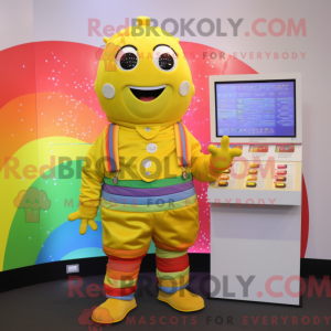 Gul regnbue maskot kostume...