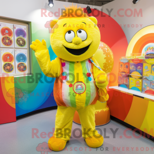 Gul regnbue maskot kostume...