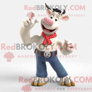 Cream Holstein Cow mascot...