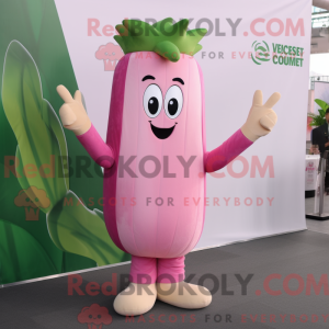 Pink Celery mascottekostuum...