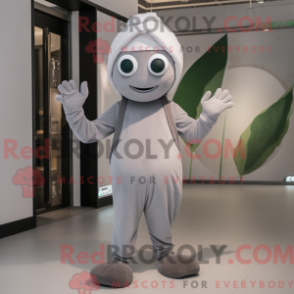 Fantasia de mascote de abobrinha cinza com macacão e gorros - Mascotes de abobrinha - REBROKO_356502 - RedBrokoly.com