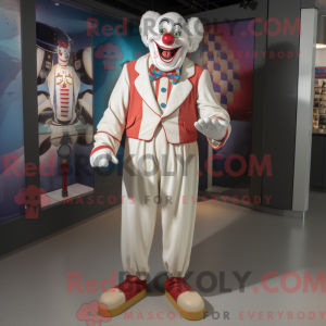 Witte clown mascottekostuum...