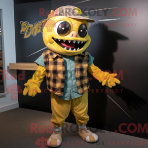 Gold Piranha mascot costume...