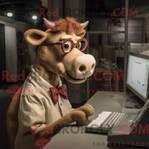 Tan Guernsey Cow maskot...