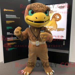 Brun Lizard maskot kostume...