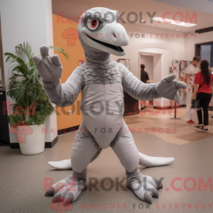 Grå Utahraptor maskot...