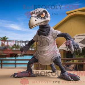 Grå Utahraptor maskot...