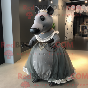 Grå Tapir-maskotdraktfigur...