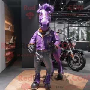 Paars paard mascottekostuum...