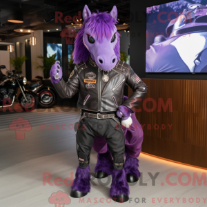 Purple Horse mascot costume...