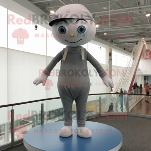 Gray Tightrope Walker mascot costume character dressed with a Cover-up and Beanies