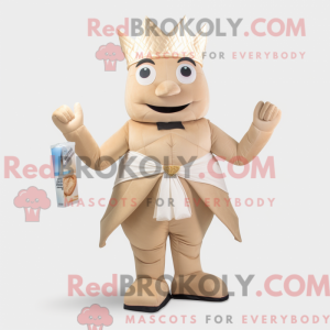 Beige King mascot costume...