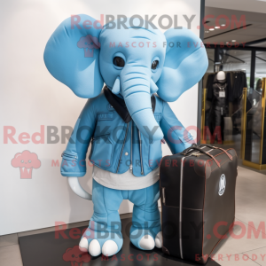 Sky Blue Elephant maskot...