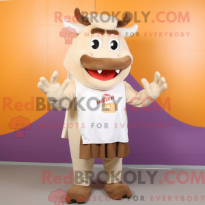 Beige biff-maskotdraktfigur...
