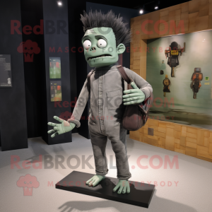 Gray Frankenstein mascot costume character dressed with a Jeggings and Clutch bags