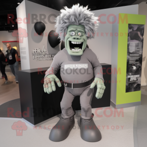 Gray Frankenstein mascot costume character dressed with a Jeggings and Clutch bags